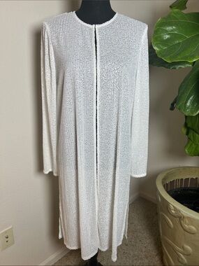 Anne Klein Women’s Snow White Sequin Duster Coat Coverup Medium NEW!!
